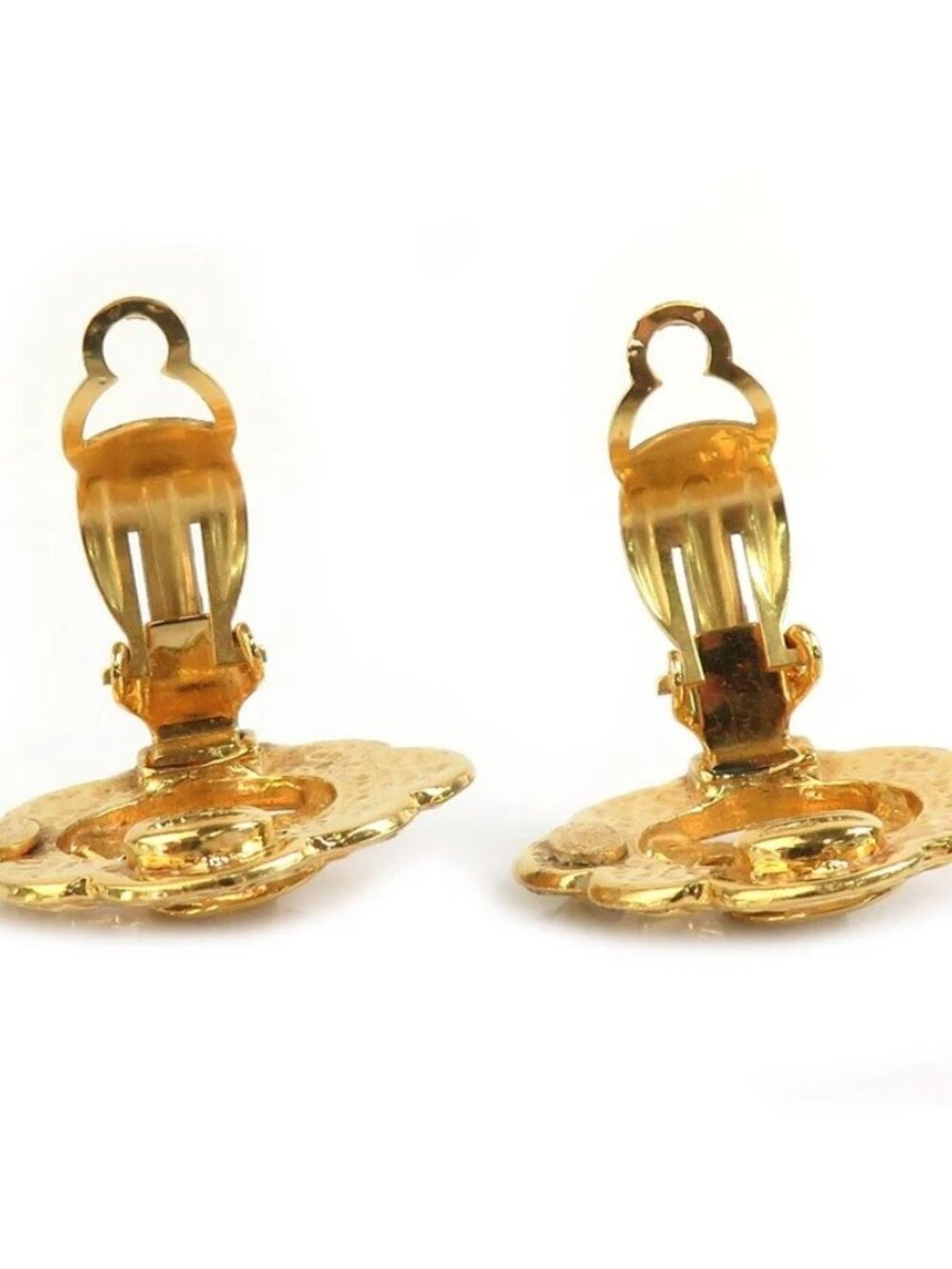 Auth CHANEL Vintage CC Logo Clip on Earrings Gold Metal - Picture 4 of 8